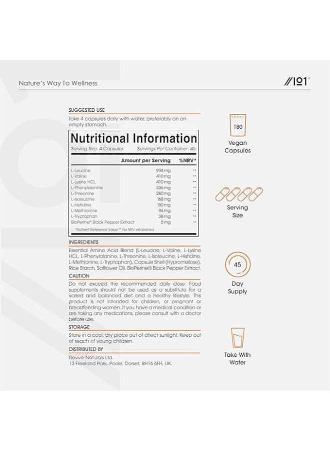 ALPHA01 Essential Amino Acids 2800 mg with BioPerine® – 180 Vegan Capsules – Made in UK – Use for Muscle Recovery & Energy Support - Image 3